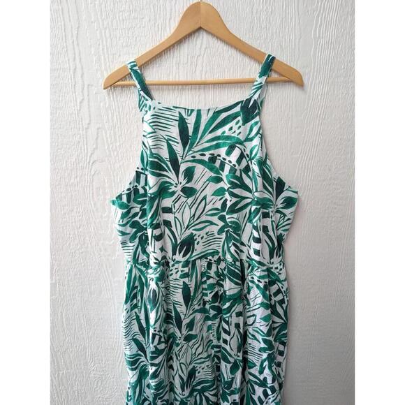 Lands' End 100% Linen Tropical Sleeveless Midi Dress Pockets Plus Size 2X 20-22W - Picture 2 of 8